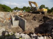 Water control structure in construction phase at Southwest Lehigh Weirs